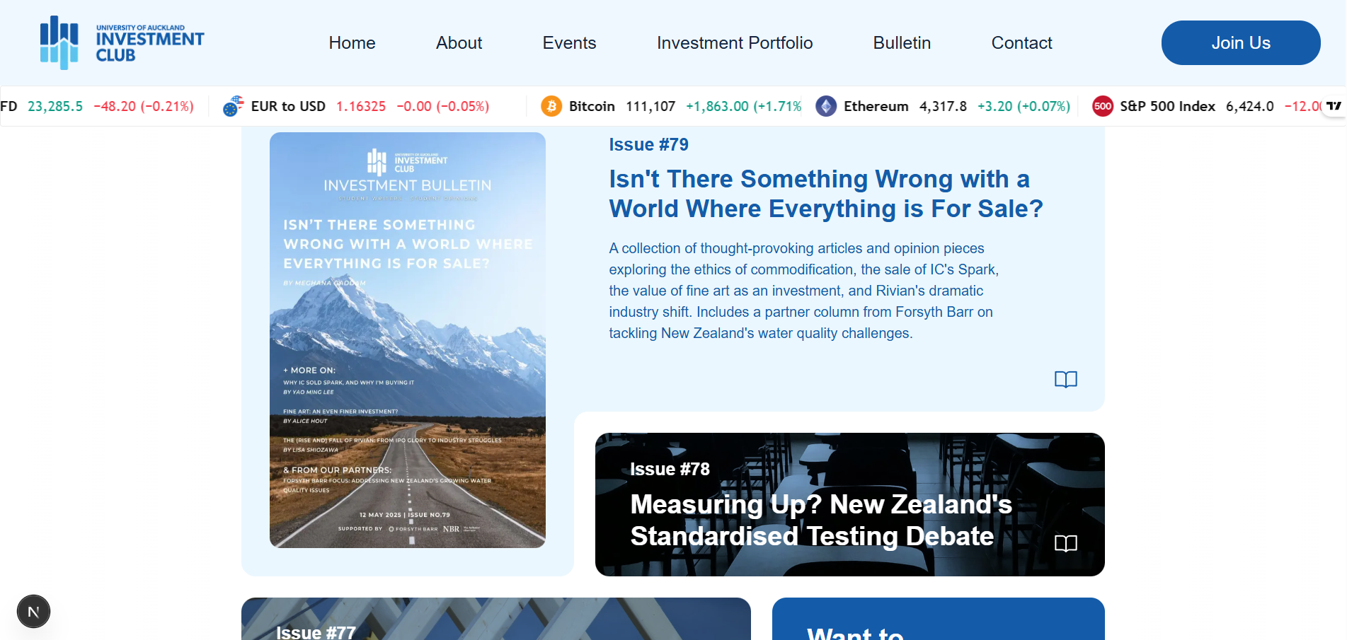 UoA Investment Club Platform screenshot